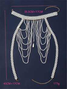 Elegant Vintage Style Multi-Layer Tassel Faux Pearl Women Shoulder Chain - Suitable For Weddings And Parties - White - View 6