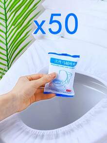 50pcs Disposable Non-Woven Toilet Seat Covers, Portable Travel Toilet Mat, Waterproof Toilet Paper Pad, Essential For Travel & Business, Bathroom Decor, Summer