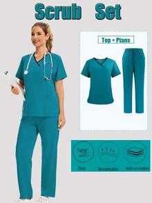 Women's Quick-Dry Dental Clinic Uniform, Multi-Pocket Workwear, Nurse Suit