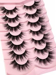 7 Pairs Half Lashes Cat Eye False Eyelashes Manga Eyelashes Short Soft 3d Faux Mink Eyelashes Natural Makeup,Gift For Women & Girl,7mm-16mm,False Eyelashes Natural,Ultra-Light,Long-Lasting,Enlarged Double Eye,Handmade,Soft,Skin-Friendly,Individual Lashes,Cat Eye Lashes,Professional,For Women-44 - 黑色 - 查看 5