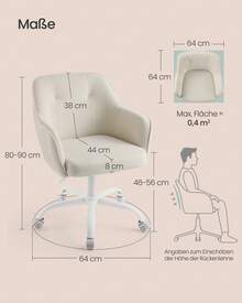 SONGMICS Homeoffice-Stuhl, Drehstuhl, Schreibtischstuhl, höhenverstellbar, bis 110 kg belastbar, Cord, für Arbeitszimmer, Schlafzimmer