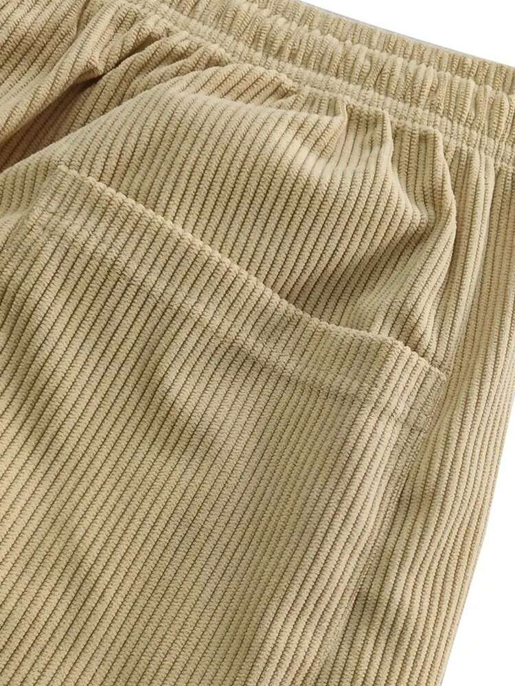 Hidkat Calça de Moletom Casual de Veludo Masculina, Cor Sólida com Cordão e Bolsos, Tecido Macio e Confortável, Adequado para Atividades Casuais Diárias, Esportes de Primavera/Outono e Inverno - Caqui - Visão 5