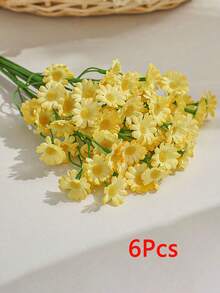 3/6/12支装仿真小白雏菊，人造雏菊，春季野花，适合派对装饰（不含花瓶），秋季装饰 - 黃色小雛菊 - 查看 9