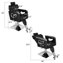 Antique Reclining Barber Chair Salon Chair For Hair Stylist Barbershop, Black - Default - View 3