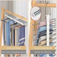 5/9 étages Organisateur de penderie en acier inoxydable en forme de S antidérapant avec pinces à pantalon, cintre pliable, étagère de rangement multifonctionnelle, idéal pour les cadeaux de fête comme la Saint-Valentin, Pâques, Nouvel An, Fête des Pères, Fête des Mères - Multicolore - Voir 5