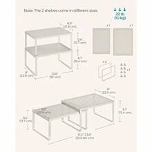 YQQ SONGMICS Estantes para especias juego de 2 organizadores de estante de gabinete de metal organizadores de encimera elevadores de estante apilables expandibles Beige color avena UKCS001K012179 - BeigeAvena - Ver 6