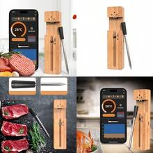 PZW Termómetro de Carne Inalámbrico con Bluetooth para BBQ Fumar y Asar IPX7 Resistente al Agua Smart Food Thermometer para Parrilla2537 - como en la foto - Ver 1
