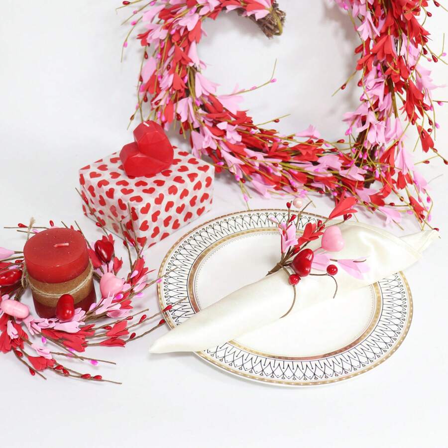 Best-Selling Heart-Shaped & Flower Napkin Rings, Romantic Candlelight Dinner Table Decor - Valentine's Day & Spring Festival Ring Napkin Ring - View 1