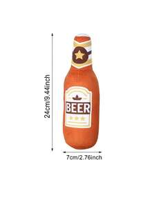 1pc Pet Chew Toy In Beer Bottle Shape, With Buzzing Sound, Soft Plush Material, Suitable For Dog Chewing, Interactive Toy - Multicolor - View 7