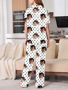 Printstory Customized Women's Pajama Set, Personalized With Any Pattern, Suitable As A Unique Gift For Family And Friends, Perfect For Holiday Parties - White - View 2