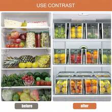 NetHong 1 PCS Food Storage Produce Saver Containers For Refrigerator, Berry Keeper Boxes For Fridge With Removable Drain Tray Keep Fresh For Vegetables/Fruit/Meat/Salad - Multicolor - View 2