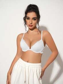 Women's Front Closure Lace Underwire Bra - Side Support, Shaping, Lift, Sexy & Comfortable, Suitable For Various Fashionable Outfits - White - View 8