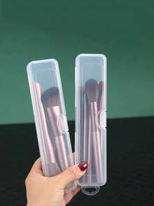 1 szt. Przenośny uchwyt na pędzle do makijażu z osłoną przeciwkurzową, zawiera pędzle do różu, cieni do powiek i brwi, niezbędny w podróży na wakacje, na plażę, do łazienki i sypialni, duża pojemność