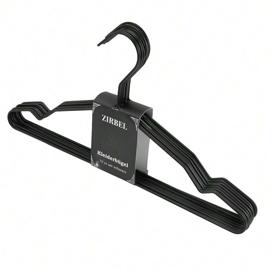 Zirbel Kleiderbügel 10er Set - Retro Design Bügel aus Metall (schwarz)-9616 - Zwart - Bekijken 1