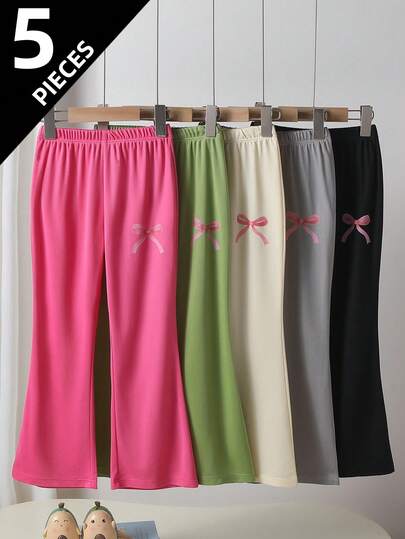 5pcs/Pack Girls' Casual Flare Pants