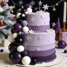 Bile decorative pentru tort, decor pentru brioșe cu sfere de perle colorate, cadouri pentru petrecere de ziua de naștere cu tematică de ursuleț de pluș, decor de nuntă, alb, violet închis, violet deschis, bile decorative negre pentru tort - Multicolor - Vizualizare 6