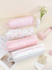 1个心形绗缝吹风机收纳袋，多功能收纳袋，可收纳卷发棒和吹风机配件，饰有可爱蝴蝶结和便携提手。非常适合旅行、收纳吹风机、口红、化妆刷和护肤品。居家必备，实用便捷，是收纳整理和旅行的理想之选。 - 彩色 - 查看 5