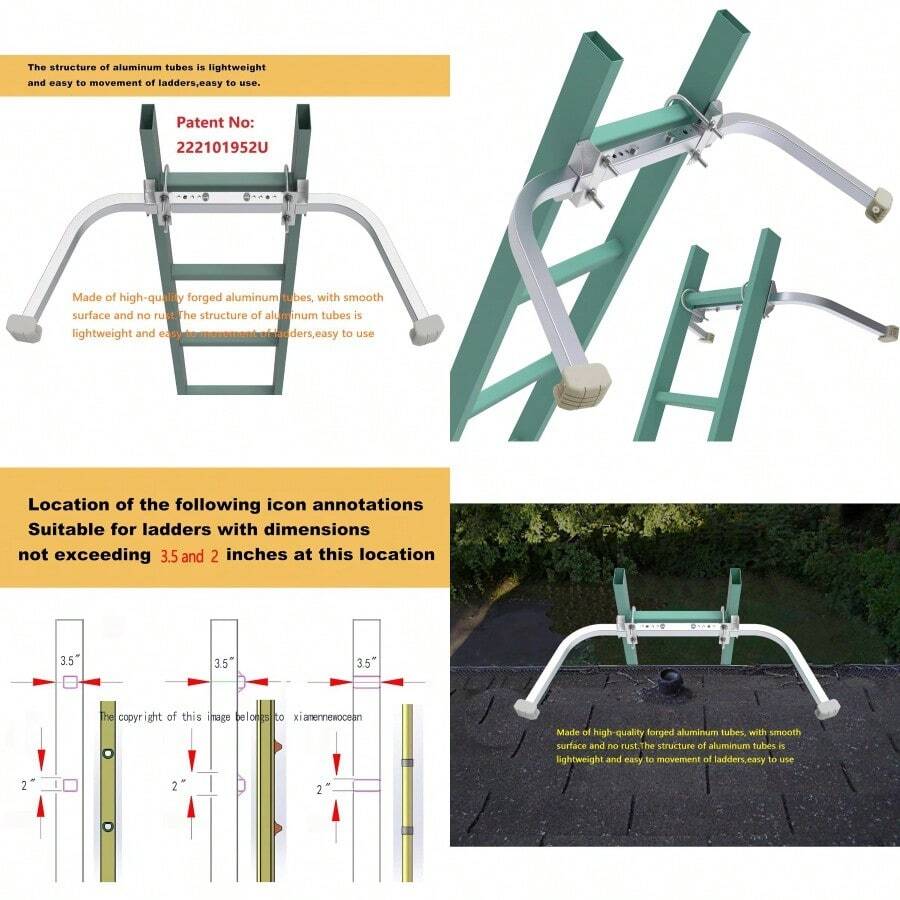 Ladder StabilizerExtended Ladder Stabilizer Accessory For Roof Gutter&Wall Ladder Stand-Off Aluminum Wing Span/Wall Ladder Standoff With Non-Slip Rubber Bottom Pad. Patent Pending - Aluminum - View 1