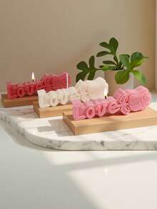 1pc Valentine's Day Rose LOVE Candle, High-End Romantic Atmosphere Simulated Flower Candle, Suitable For Celebrating Valentine's Day/Party Dinner/Candlelight Dinner/Gift For Lover/Home Decor/Souvenir - Multicolor - View 3