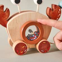 5-In-1 Wooden Push & Pull Toy Car With Beads For Toddlers, Colorful Crab-Shaped Standing Design, Multi-Functional Play, Sensory Stimulation, All-In-One Educational Toy, Great For Christmas, Halloween, Birthday Gifts - Multicolor - View 9