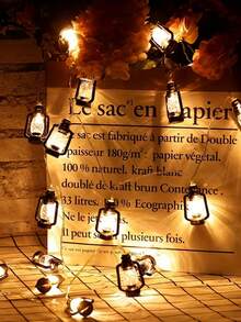 1 سلسلة إضاءة ديكورية بإضاءة دافئة سوداء 20 مصباح LED/10 مصباح LED، سلسلة إضاءة مصابيح كيروسين صغيرة ذات طراز رجعي للشرق الأوسط، تعمل بالبطارية، مناسبة للاستخدام الداخلي والخارجي في حدائق الفناء، ديكور ، إنشاء أجواء التخييم، سلسلة إضاءة ديكورية للأعياد (البطارية غير مشمولة) - ضوء دافئ - مشاهدة 3