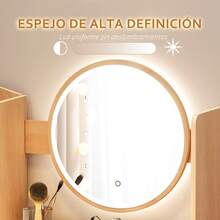 Vanity Desk With Mirror, LED Lights Makeup Dressing Table With 2 Drawers, 3 Shelves, And 3 Storage Lockers, Dressing Table For Bedroom, Dressing Room (White, Pink, Brown) - 棕色 - 查看 8