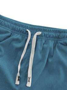 Hidkat Men's Corduroy Casual Sweatpants, Solid Color With Drawstring And Pockets, Soft And Comfortable Fabric, Suitable For Daily Casual Activities, Spring/Autumn Winter Sports - Blue - View 4