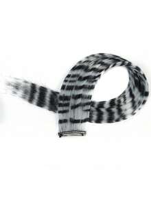 Synthetic Colored Hair Extensions, One-Piece Invisible Seamless Leopard Print Colored Ear-Hook Dyeing Long Straight Hair Highlights Striped Hair Extensions, Claw Clips, Hair Slide, Hair Barrettes, Accessories For Women - Multicolor - View 14
