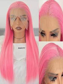websterwigs 24 Inch Long Straight Pink Synthetic Lace Front Wig, No Glue Needed, Fashionable For Women, Halloween - Multicolor - View 13