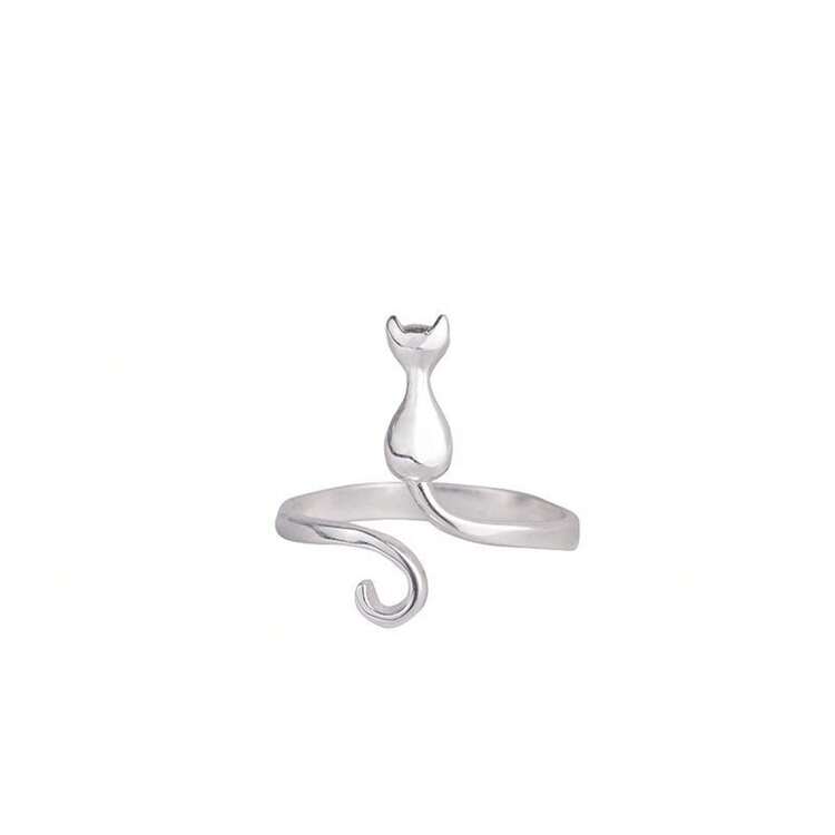 Anillo de Estilo Coreano Simple y Lindo Anillo Ajustable de Animal Pequeño - Plateado - Añade 9