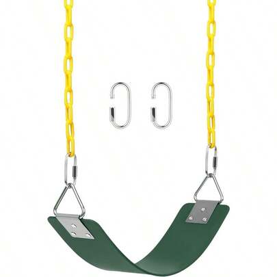 YQQ  Set de Columpio con Cadenas Antioxidantes de 300kg Recubierta de Termoplástico Asiento de Columpio de Reemplazo con Ganchos a Presión para Exteriores Parque Infantil-Verde2179