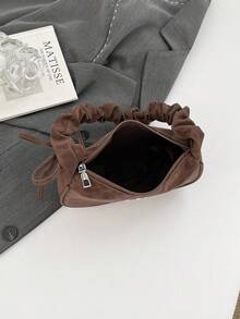 1 chiếc túi đeo vai nữ bằng vải nylon mềm mại, in họa tiết da báo, trang trí hình bướm bằng kim loại, có dây rút, thiết kế thời trang tối giản, thanh lịch, phù hợp sử dụng hàng ngày. - Cà phê - Xem 5