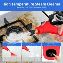 2500W High Pressure Steam Cleaner High Temperature Pressurized Steam Cleaning Machine 1100ml 3 Bar Portable Handheld Steam Cleaners with 3 Brush Heads for Home Use Car Detailing - Tipo de Enchufe A USA (110-127V) - Ver 7