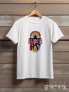 Super Gay LGBT Pride Rainbow T-Shirt REF 3310 FLUXO GEEK - trắng - Xem 1