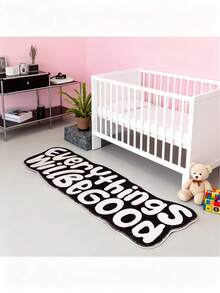 1 块人造羊毛不对称地毯，休闲个性化创意字母形地毯，柔软防滑地毯，适用于客厅、卧室、冬季装饰地毯，可机洗（手工测量，可能存在 1-3 厘米偏差） - 黑與白 - 查看 23