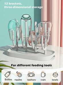 1pc Baby Bottle Drying Rack, Countertop Draining Organizer Holder For Bottles, Cups And Accessories - Multicolor - View 4