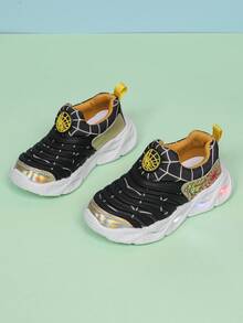 Comfortable & Fashionable LED Lighting Mesh Breathable Sports Shoes, Suitable For Boys And Girls - Casual, Shock-Absorbing, All-Season Anti-Slip Outdoor Running And Walking Shoes - Black - View 6