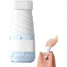 Paraguas Cápsula Portátil - 6 Varillas Manual, Azul Degradado, 224g 17x8x5cm - Azul y blanco - Ver 8