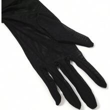 Women's Long Stretchy Ruched Mesh Tulle Sheer Gloves Costume Opera Party 1920's Dance Gloves - Màu xanh lá cây đậm - Xem 5