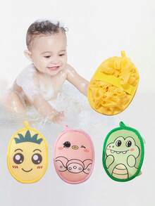 Baby Bath Essential Set - 2-In-1 Bathing Sponge And Loofah, Anti-Slip Baby Bath Gloves, Thick Hanging Design, Soft Non-Shedding Bathing Sponge, Double-Sided Baby Bath Towel
