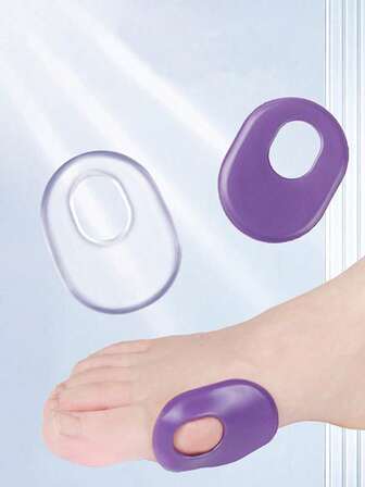 QKC 1双凝胶硅胶足套，舒适柔软，高弹耐用，防摩擦，缓解压力，镂空椭圆形设计，有效防止水泡，紫色足部护理产品