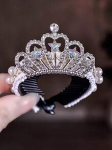 1个青少年皇冠发箍，公主风发饰，发髻固定器，马尾辫发夹 - A - 查看 3
