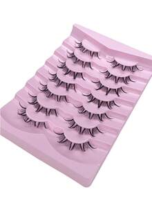7 Cặp lông mi giả hình quỷ nhọn, thân trong suốt, kiểu ngôi sao tỏa sáng phóng đại, thích hợp cho trang điểm dự tiệc/cosplay, trang điểm mắt độc đáo. - màu đen - Xem 4