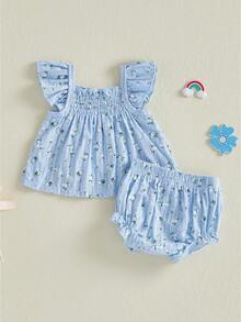Baby Girls Tank Top Co-Ords - Blue - View 1