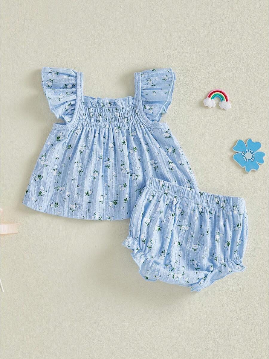 Baby Girls Tank Top Co-Ords - Blue - View 1