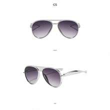 1pc/Set Cool Street Oversized Double-Bridge Sunglasses Unisex Frog-Eye Style New Arrival For Outings, Driving, Commuting, And Vacations - Khung C5 màu bạc với hai tấm màu xám. - Xem 2