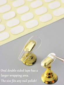 200pcs Double-Sided Adhesive Nail Stickers, Oval Shaped Transparent Nail Glue Strips, Nail Display Stand (Stand Not Included), Nail Care Tools, Nail Art Supplies, Back To School