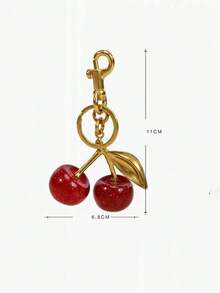 1pc Cherry Pendant Accessory, Women's Bag Or Keychain Charm, Cherry Decor, Personalized Bag Charm, Women's Valentine's Day Souvenir, Car Accessory, Bag Charm, School Letter Cute Y2K SSMI - 勃根地 - 查看 7