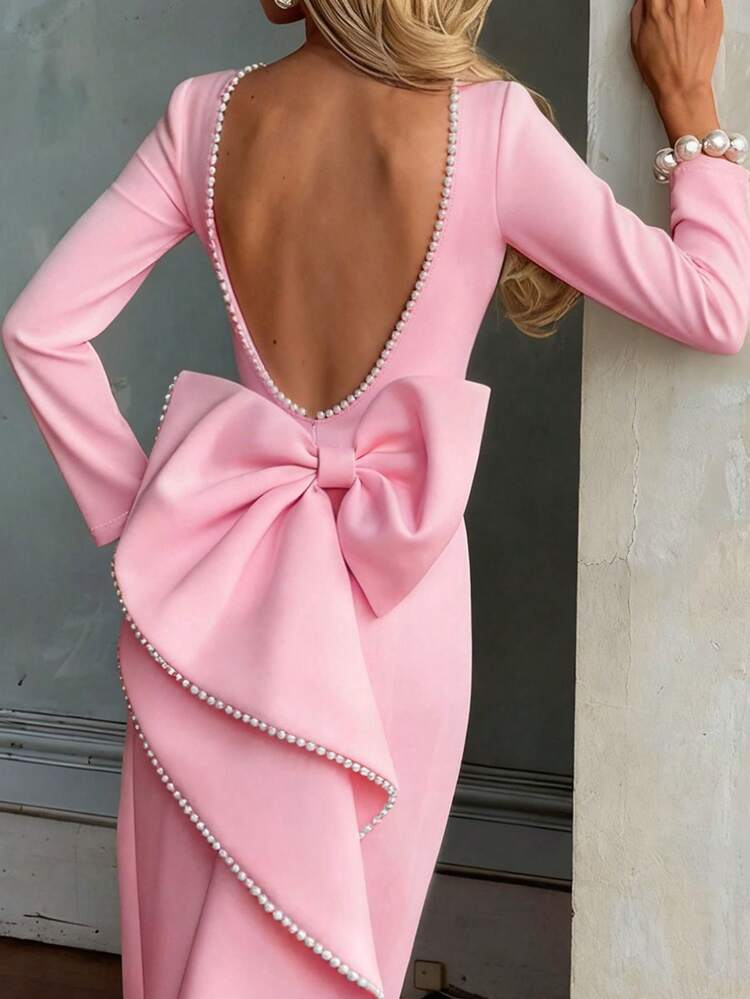 pink long sleeve backless dress Women's Solid Color Bowknot Faux Pearl Decor Elegant Maxi Wedding Spring Party %0D%0A*%20If%20you%20are%20between%20two%20sizes%20the%20larger%20one%20is%20recommended.%26nbsp%3B%0D%0A%26nbsp%3B%0D%0A%26nbsp%3B%0D%0A%26nbsp%3B%0D%0A%26nbsp%3B%0D%0A%26nbsp%3B%0D%0A%26nbsp%3B%0D%0A%26nbsp%3B%0D%0A%26nbsp%3B Women's Plus Size Flowy Size:US16-UK18-EUR46 casacoco V neck