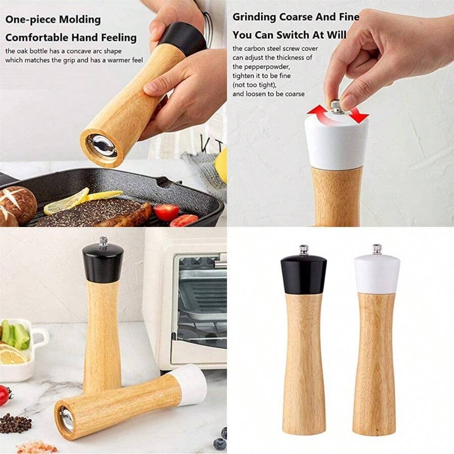 PZW Pepper GrinderManual Oak Pepper Grinder Mill Black Pepper Sea Salt Grinder Seasoning Pot Household Kitchen Tool2537 - como en la foto - Ver 1
